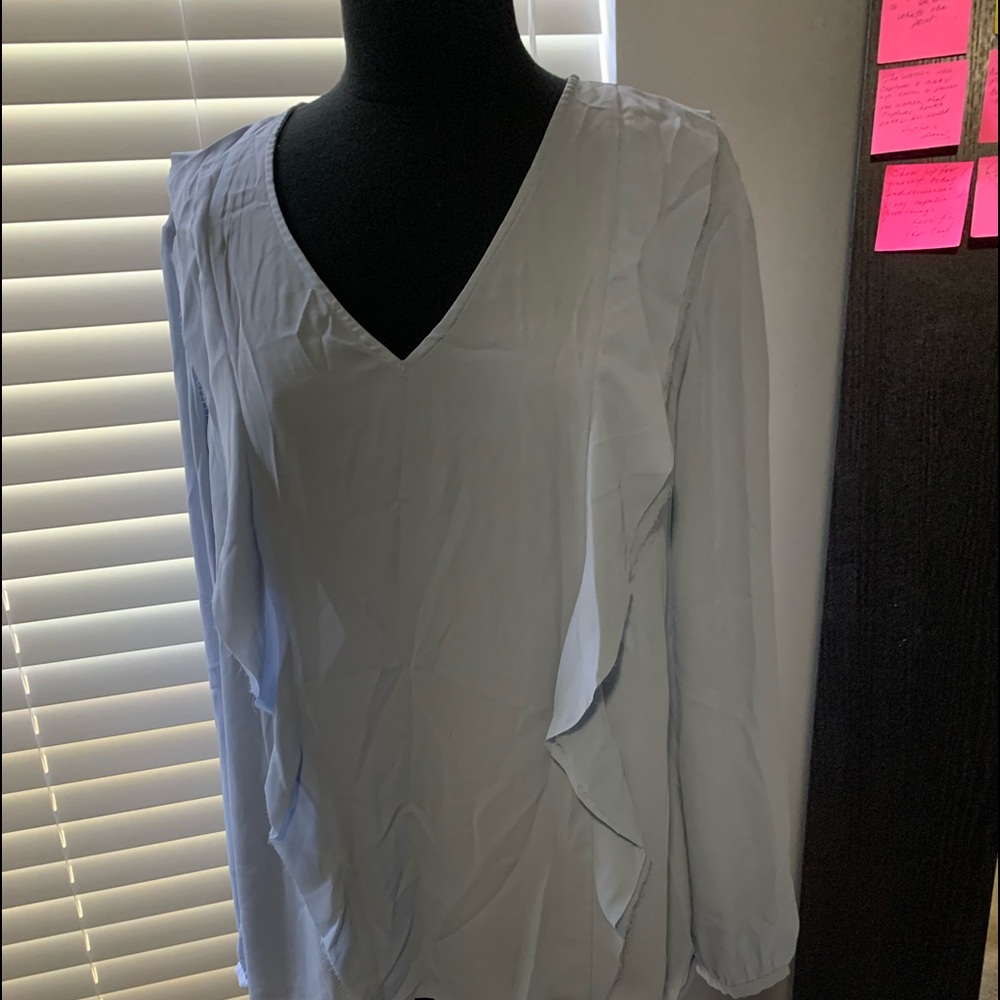 Powder Blue ruffle blouse